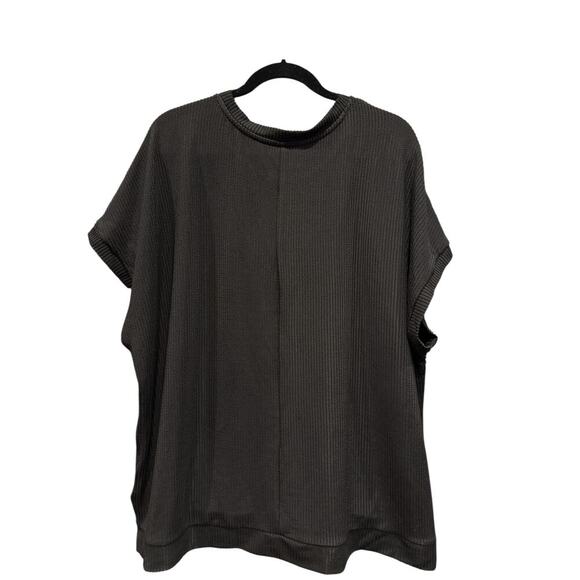 Dokotoo Women's Short Sleeve Crewneck Ribbed Knit Pullover T-Shirt Size XL Black - Picture 5 of 8